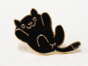 画像1: ピンバッチ★ねこあつめっぽい黒猫