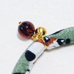 画像6: ちりめん首輪★三毛猫柄★とんぼ玉