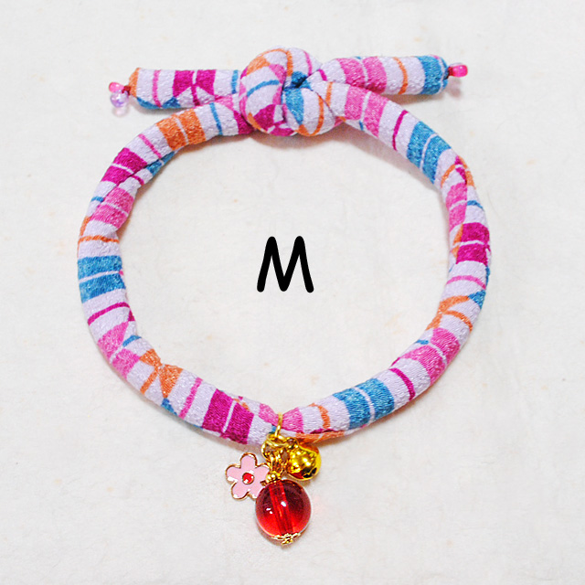 画像1: ちりめん首輪★とんぼ玉＆小花